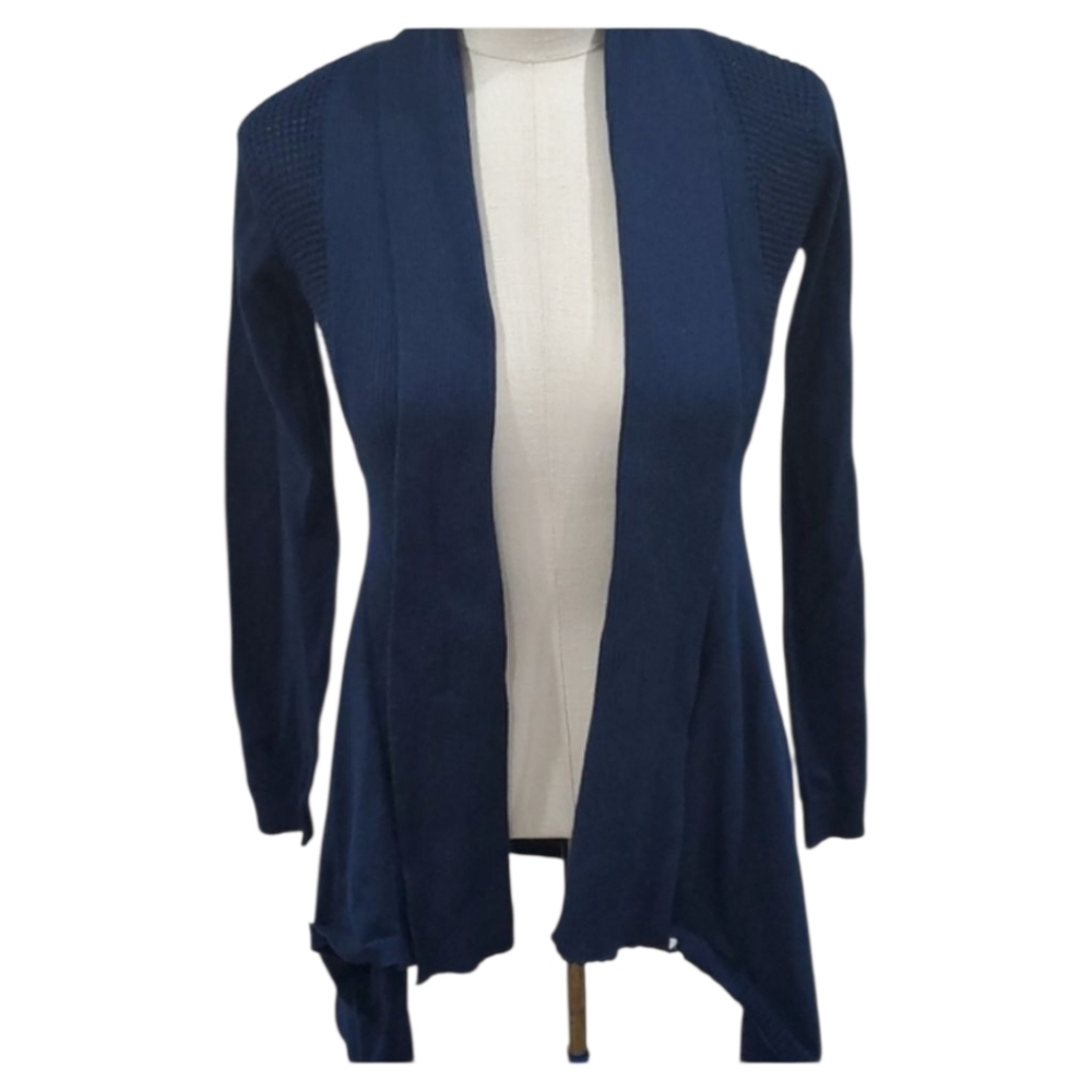 Ambiance Asymmetrical Navy Cardigan Sweater Size small